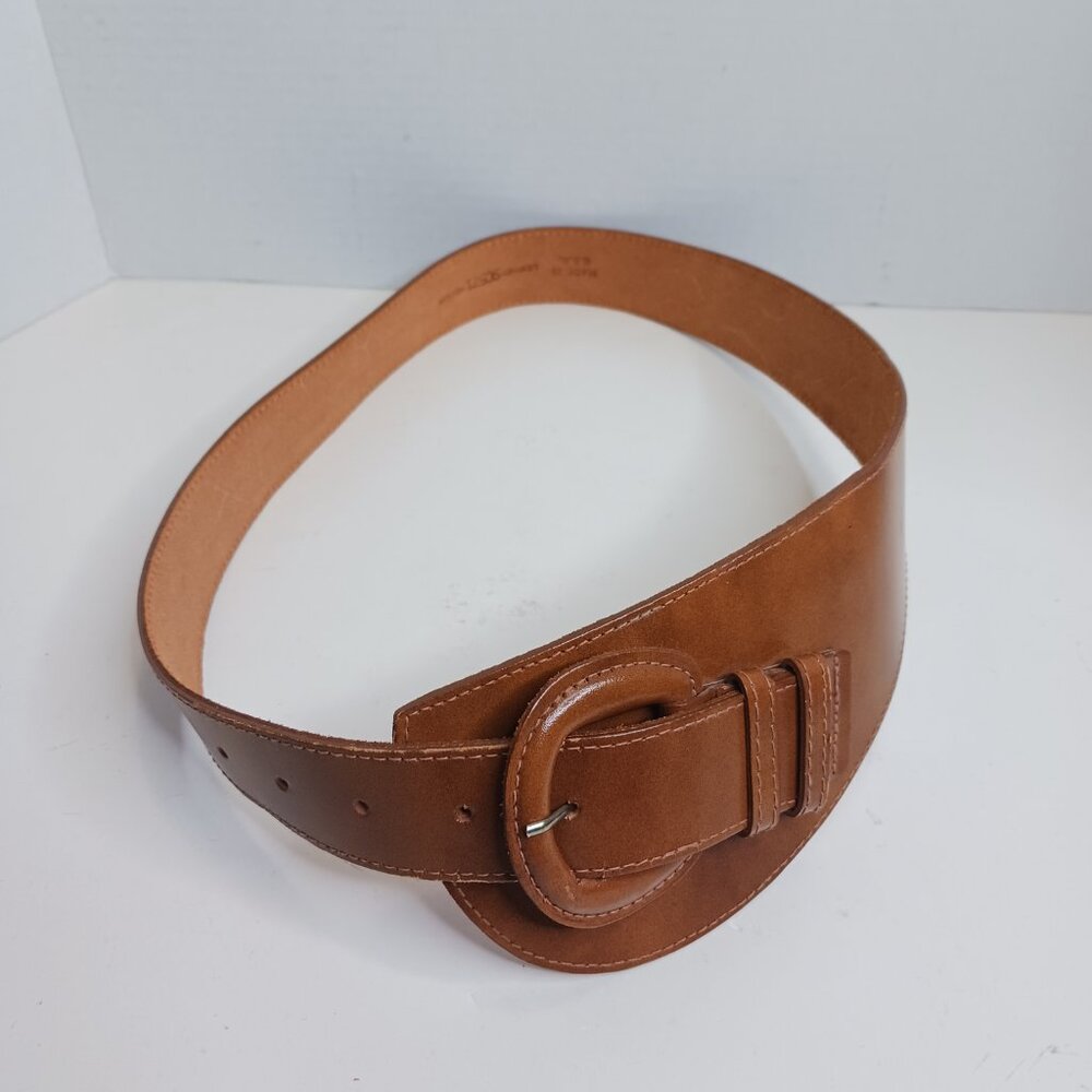 Vintage Brown Leather Women's Belt size M Made in USA